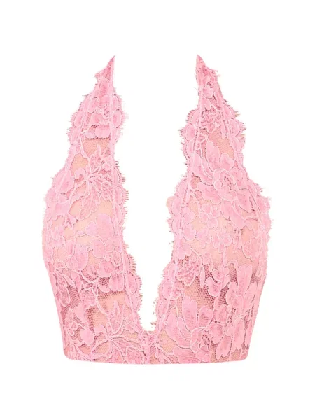 Body Rowen Rose din dantelă cu gât halter roz