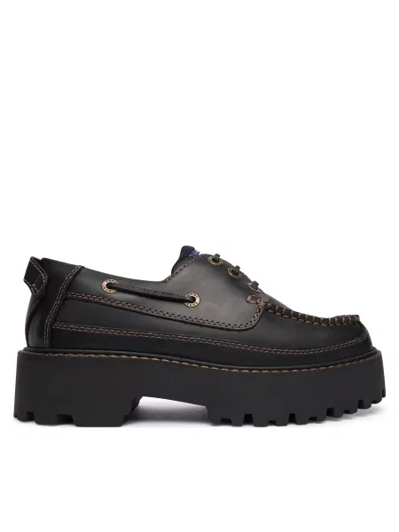 Обувки Tommy Jeans Archive Boat Shoe Leather черен