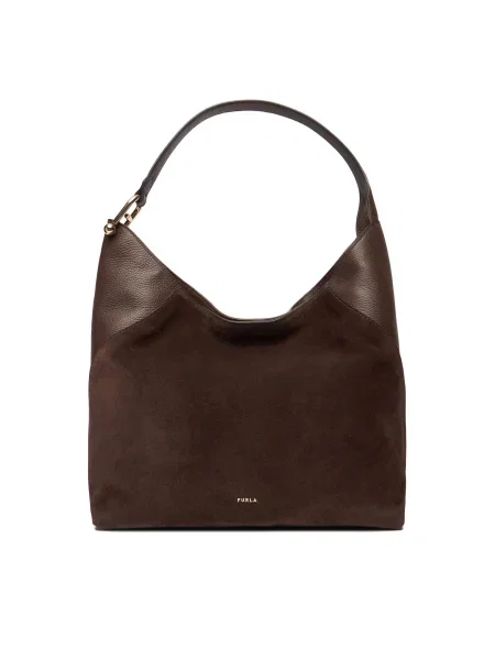 Furla Hobo táska Furla Lara L | hasított bőr bőr hozzáadásával barna