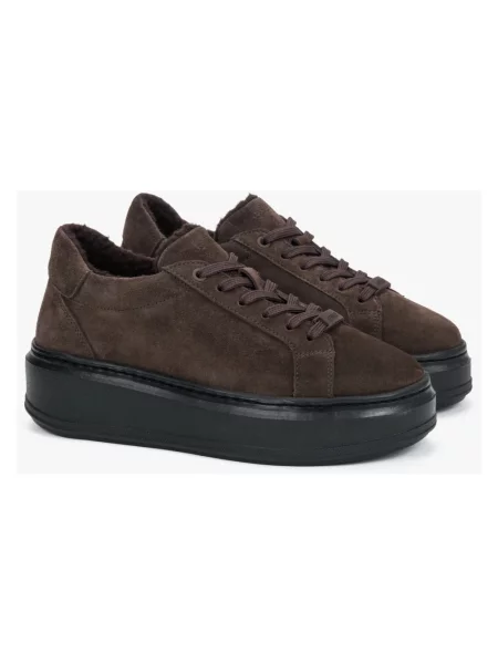 Sneakersy Estro zamszowe brązowe