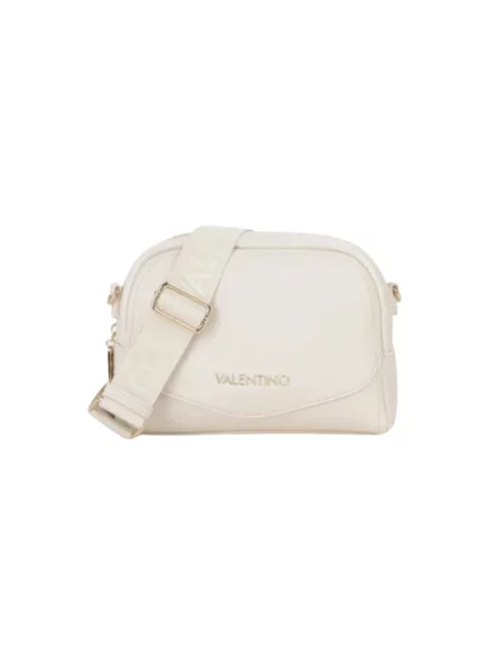 Lniana torebka Valentino Bags beżowa