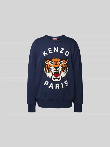 Bluza o kroju oversized z haftem Kenzo granatowa