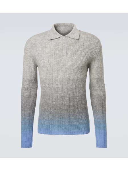 Tricou polo Erl cu gradient de mohair gri