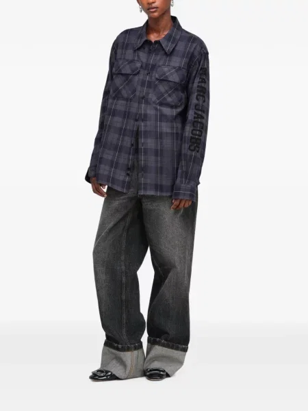Cămașă Marc Jacobs în carouri de flanelă violet