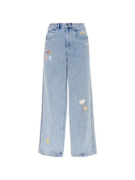 Pantaloni Adidas cu talie înaltă albastru