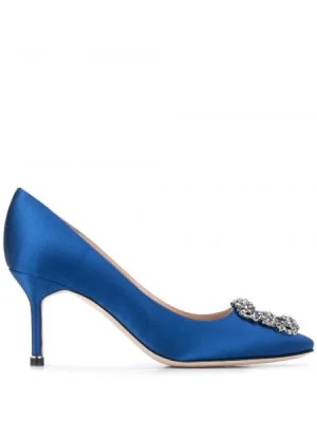 Pantofi cu toc Manolo Blahnik cu cataramă albastru