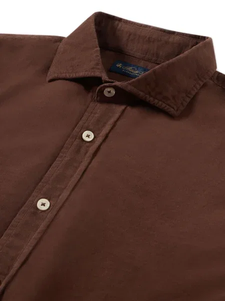 Cămașă Brooks Brothers de catifea cord cu guler italian maro