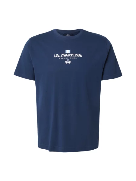 La Martina Tricou albastru închis alb