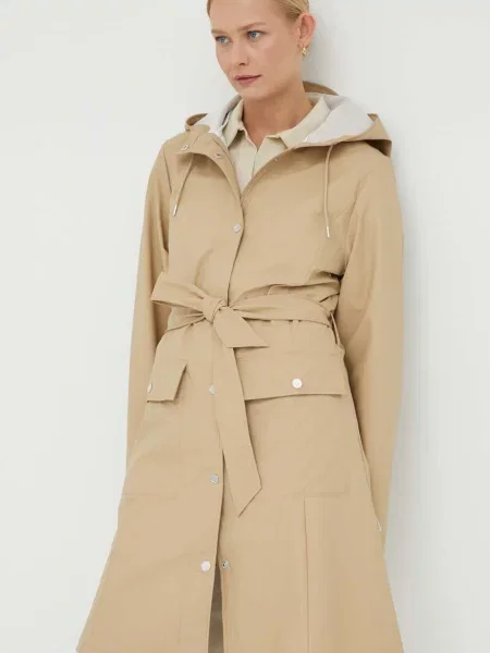 Wodoodporna kurtka Rains klasyczna w kształcie litery A beżowa