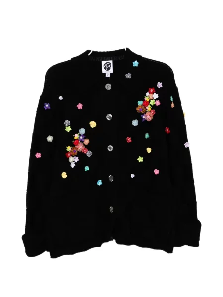 Kardigan Yanyan Knits w kwiatki czarny