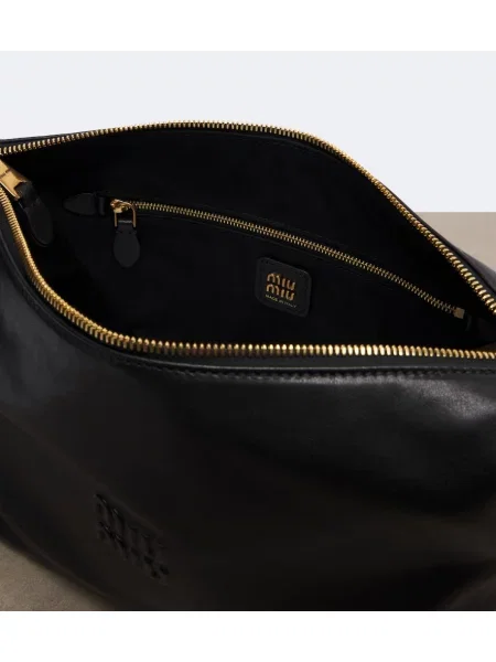 Top Miu Miu din piele negru