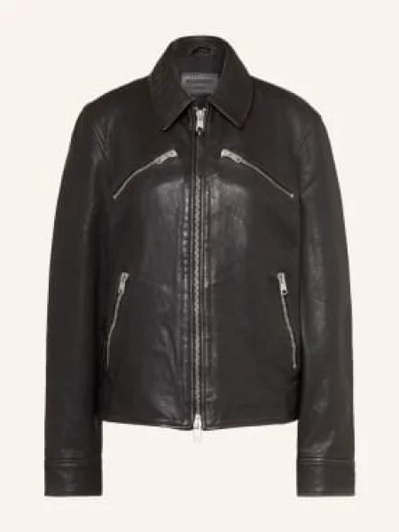 Allsaints Kožená Bunda Verdi černá