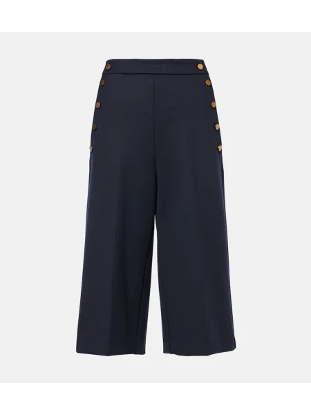 Pantaloni culottes Max Mara de lână albastru
