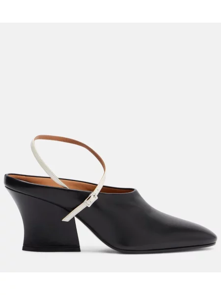 Papuci tip mules Jil Sander din piele negru