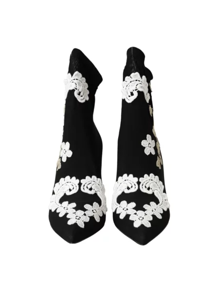 Haftowane botki Dolce And Gabbana wsuwane białe