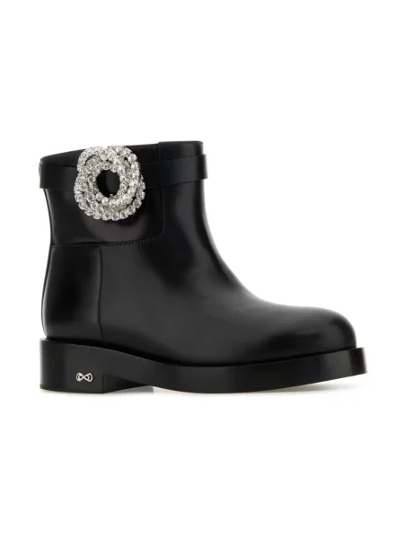 Buty do kostki Mach & Mach skórzane z nadrukiem galaktyka czarne