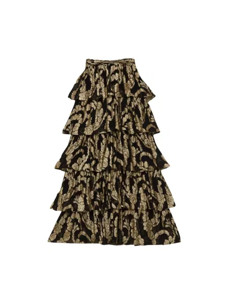 Maksi wielobarwność spódnica maxi By Timo z falbankami złota