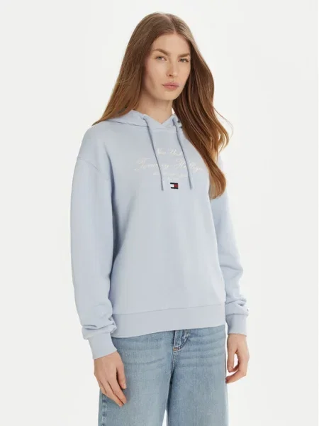 Tommy Hilfiger Bluza Modern Script Graphic Błękitny niebieska