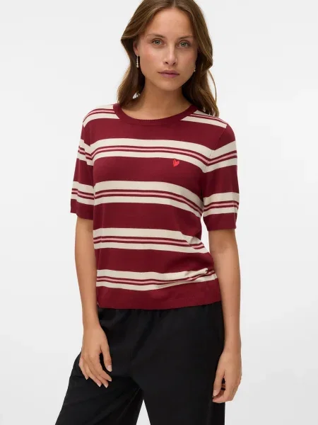 VERO MODA Pulover VMCARMELIA roz deschis / roșu carmin alb