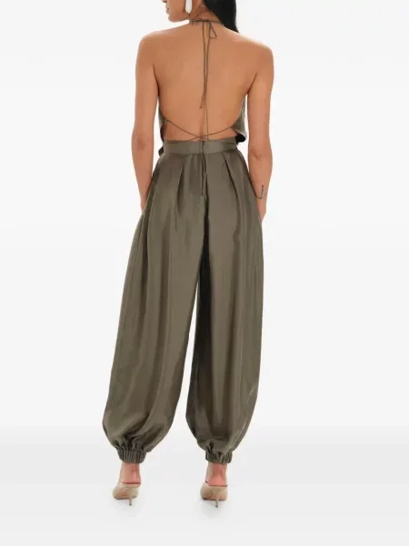 Top Manuri cu gât halter verde