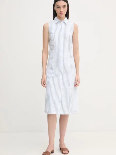 U.S. Polo Assn. sukienka SLEEVELESS TIE-BACK MIDI niebieska