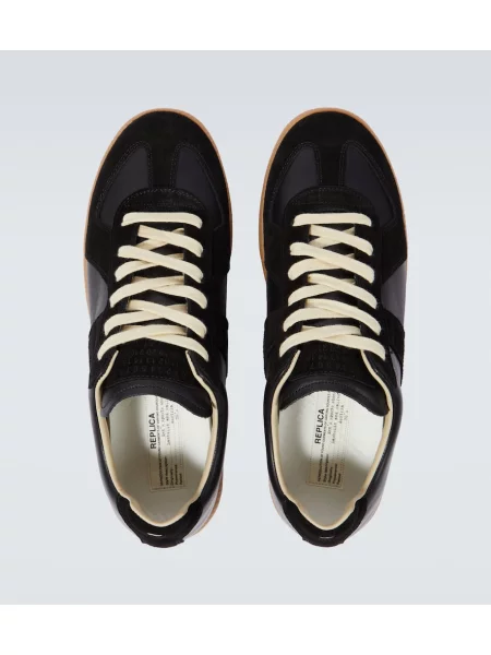 Sneakerși Maison Margiela din piele de căprioară negru