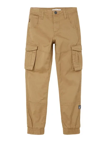 NAME IT Pantaloni Bamgo maro deschis / gri metalic alb