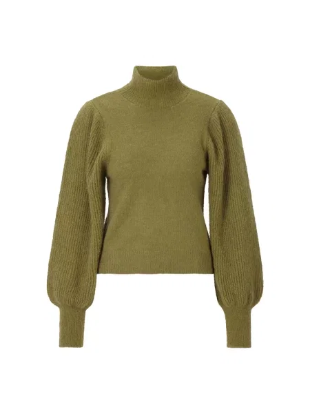 Lniany sweter z golfem Rich & Royal zielony