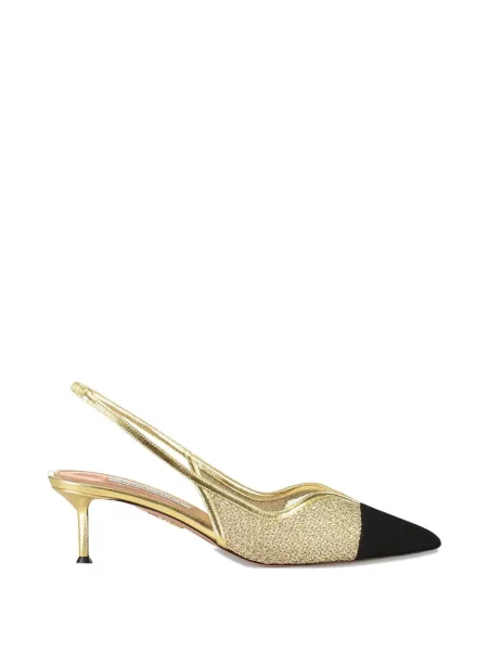 Pantofi cu toc Aquazzura plasă auriu