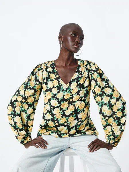 Dorothy Perkins Blúz zöld / világos narancs / fekete fehér