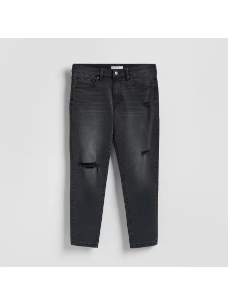 Reserved Ošoupané a děravé skinny džíny černý