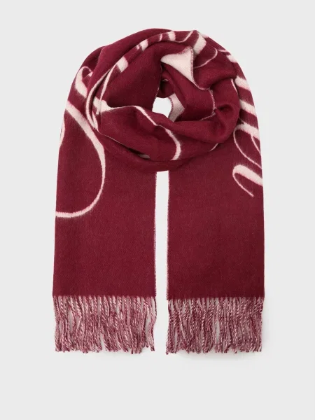 Вовняний шарф Tommy Hilfiger з автографом бордовий