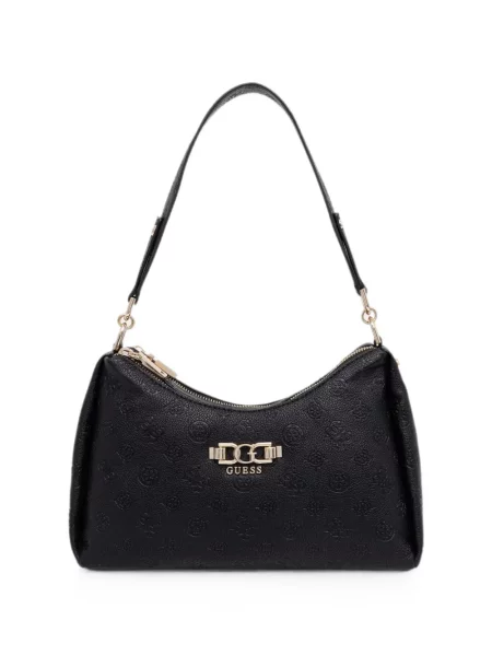 Shopper kabelka Guess s autogramem černá