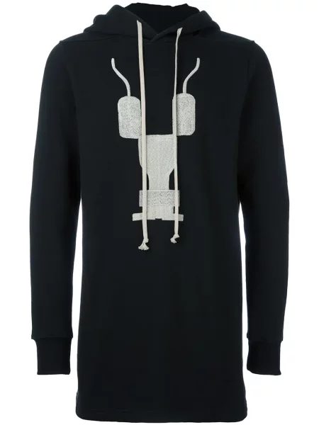 Hanorac cu glugă Rick Owens Drkshdw cu imagine cu imprimeu abstract negru
