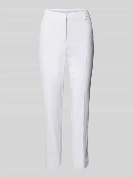 Spodnie materiałowe o kroju skinny fit w kant model ‘STELLA’ Cambio białe