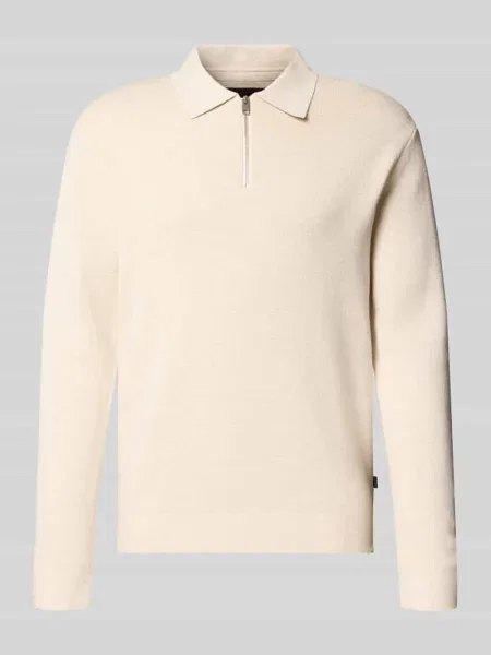 Sweter z dzianiny z prążkowanymi wykończeniami model ‘MILANO’ Jack & Jones Premium biały