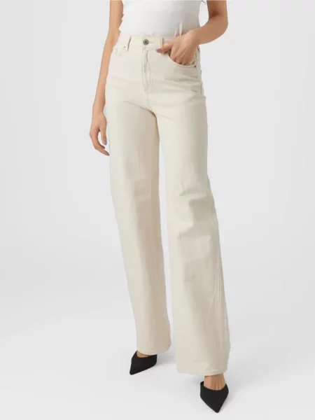 Широкі джинси Vero Moda молочний бавовна/перероблена