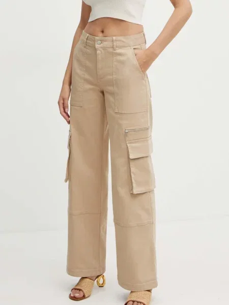 MAX&Co. spodnie proste high waist beżowy