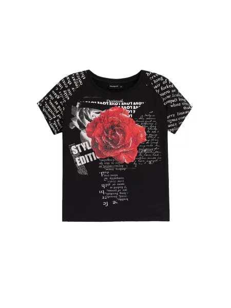 Desigual Tricou roșu / negru alb