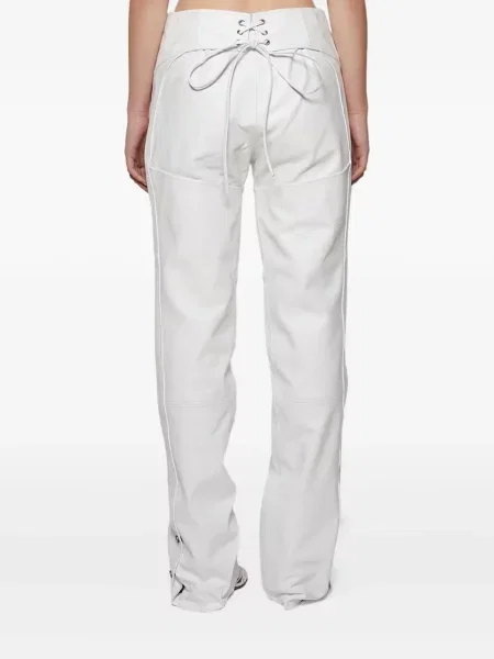 Pantaloni Angelica Montini Studios din piele alb