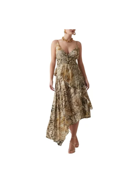 Marciano Guess sukienka GISELLE midi prosta beżowy