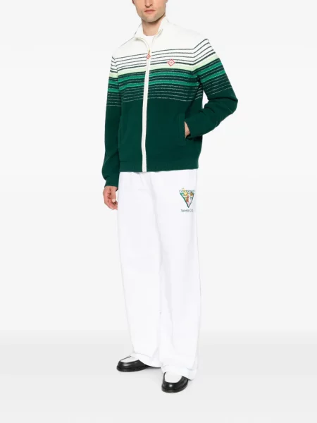 Pantaloni Casablanca cu broderie alergare alb