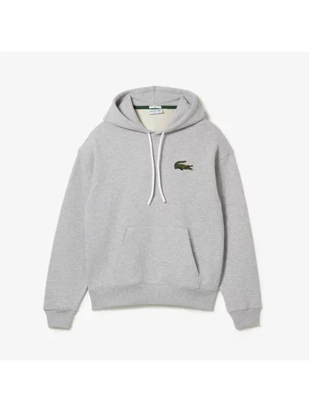 Lacoste Bluza Dresowa Unisex Loose Fit Z Kapturem I Bawełny Organicznej szara