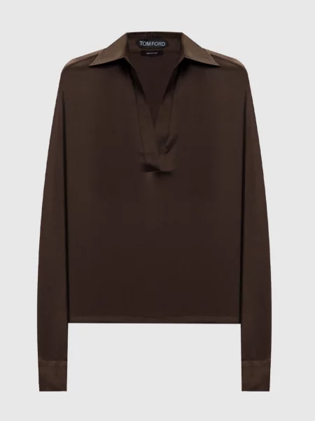 Блуза із шовку Tom Ford коричнева