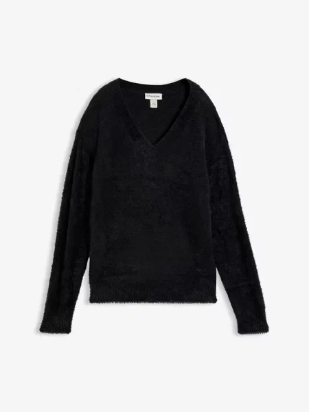 Sweter o pluszowej fakturze czarny