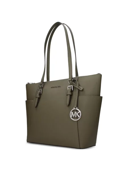 Geantă Michael Kors din piele cu autograf verde