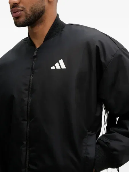 Geacă bomber Adidas cu dungi alb