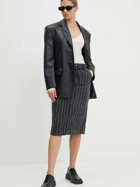 Джинсова спідниця Day Birger et Mikkelsen Betsy Denim Stripes midi пряма чорний