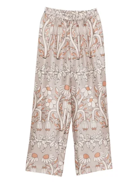 Pantaloni Biyan de mătase cu model floral cu imagine