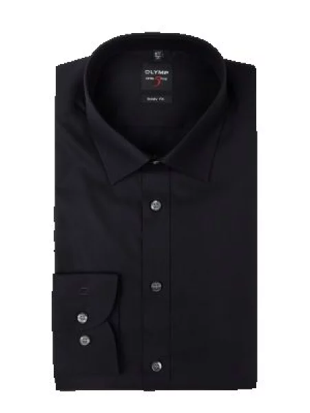 Koszula biznesowa o kroju slim fit z dodatkiem streczu i bardzo długim rękawem Olymp Level Five czarna